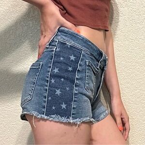 Size 28 American Flag Distressed Jean Shorts with Pockets